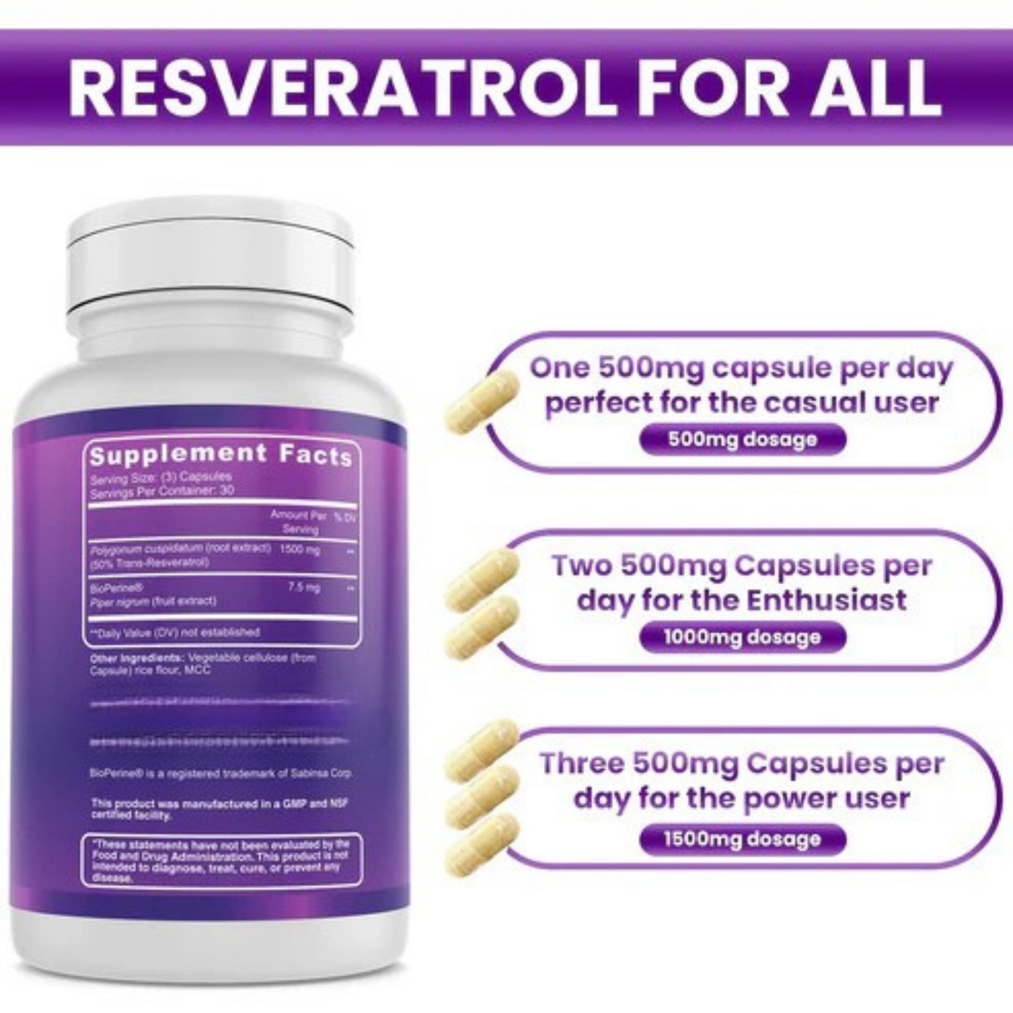 Resveratrol 1500mg Extra Strength (3-Pack )